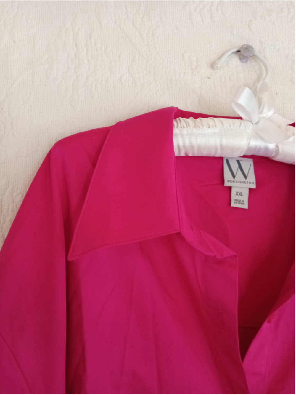 Worthington Cyber Pink Button Down Shirt work business colorful neon plus xxl 2x - Picture 5 of 11